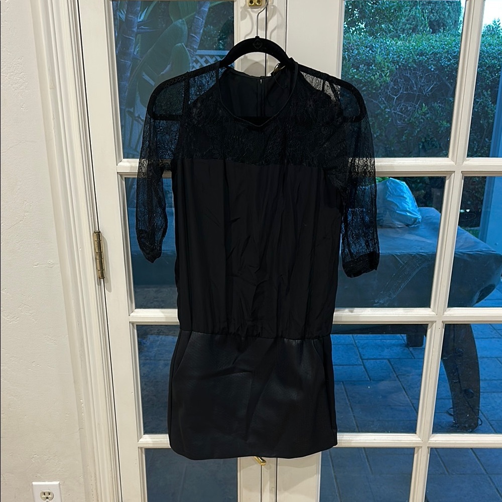Maje Black Sheer Sleeve Dress
